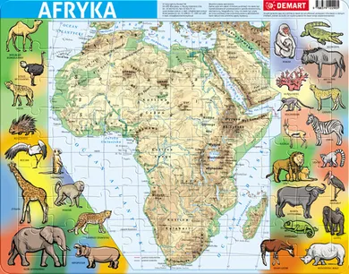 Demart, Afryka, mapa fizyczna, puzzle ramkowe, 72 elementy