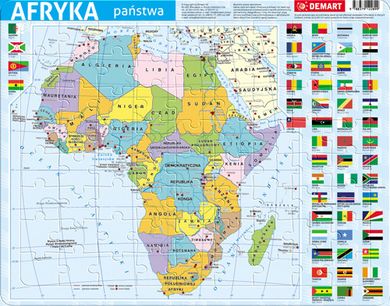 Demart, Afryka, mapa polityczna, puzzle ramkowe, 72 elementy
