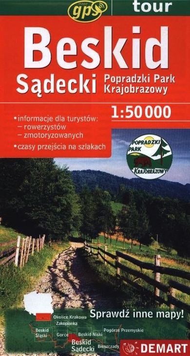 Demart, Beskid Sądecki, mapa turystyczna, 1:50 000