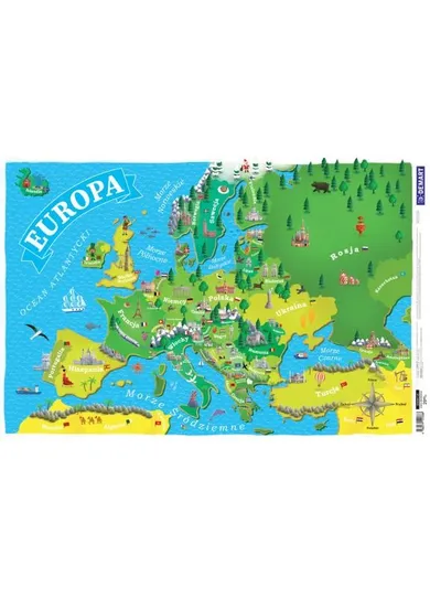 Demart Pap, podkładka na biurko, mata, mapa Europy dla dzieci