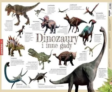 Demart, podkładka na biurko, mata, dinozaury i inne gady