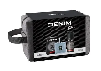 Denim Black, zestaw prezentowy, woda po goleniu, 100 ml, deo spray, 150 ml, kosmetyczka