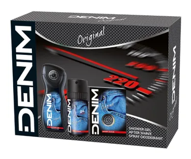 Denim, Original, zestaw prezentowy: woda po goleniu, 100 ml + żel pod prysznic, 250 ml + dezodorant w sprayu, 150 ml