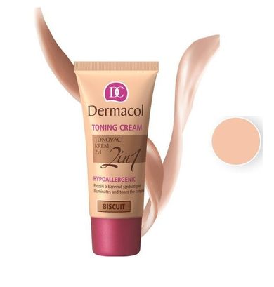 Dermacol, Toning Cream 2in1 Hypoallergenic, krem nawilżający i podkład do twarzy Biscuit, 30 ml