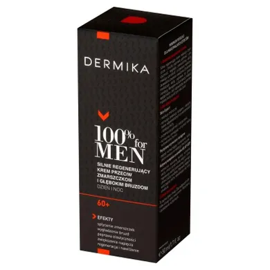 Dermika, 100% for Men, silnie regenerujący krem przeciw zmarszczkom i głębokim bruzdom 60+ dzień/noc, 50 ml