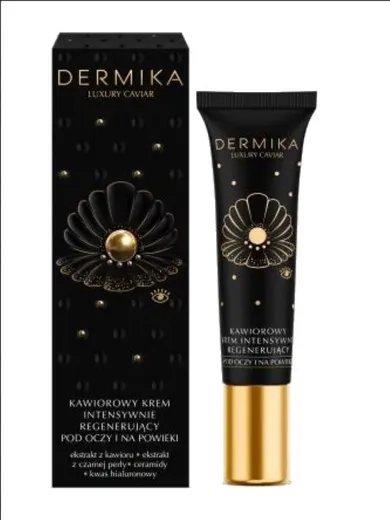 Dermika, Luxury Caviar, kawiorowy krem intensywnie regenerujący pod oczy i na powieki, 15 ml