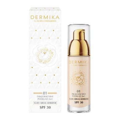 Dermika, Luxury Ceramides, podkład pielęgnacyjny 4w1, SPF30, odcień 01, 30 ml