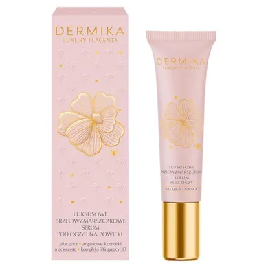 Dermika, Luxury Placenta, luksusowe przeciwzmarszczkowe serum pod oczy i na powieki, 15 ml