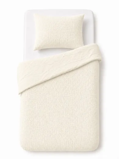 Detexpol, 2-częściowy komplet dwustronnej pościeli, muślin, kremowy, 90-120 cm