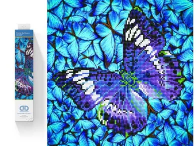 Diamond Dotz, diamentowa mozaika, Fioletowy motyl, 38-38 cm