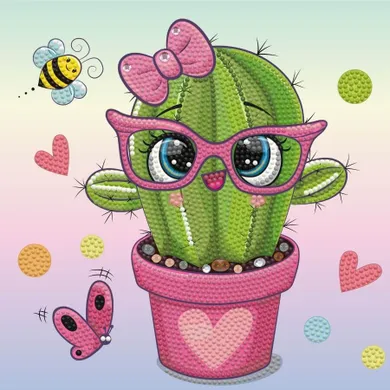 Diamond Dotz, diamentowa mozaika, Pretty in pink cactus