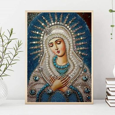 Diamond Painting, haft diamentowy, obraz 5D, mozaika diamentowa, obraz Matki Boskiej Ostrobramskiej, 40-50 cm