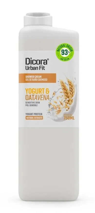 Dicora, Urban Fit, kremowy żel pod prysznic, jogurt i płatki owsiane, 750 ml