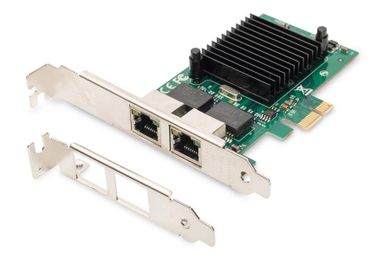 Digitus, karta sieciowa PCIE, przewodowa, 2X RJ45 GIGABIT 10/100/1000MBPS LOW PROFILE, DN-10132