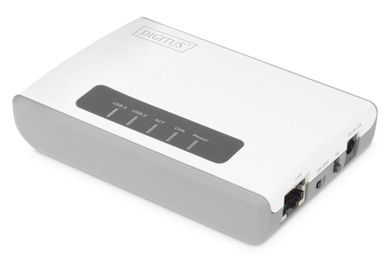 Digitus, serwer sieciowy, wielofunkcyjny, bezprzewodowy, 2-portowy, USB 2.0, 300MBPS, DN-13024