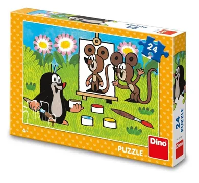 Dino, Krecik maluje portret, puzzle, 24 elementy