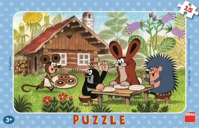 Dino Toys, Krecik w odwiedzinach u przyjaciół, puzzle ramkowe, 15 elementów