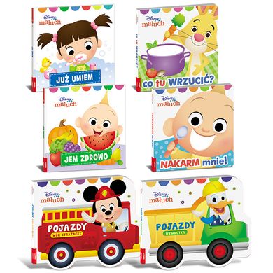 Disney Maluch. Pakiet, 6 książek: Nakarm mnie! + Co tu wrzucić? + Jem zdrowo + Już umiem + Pojazdy. Wóz strażacki + Pojazdy. Wywrotka