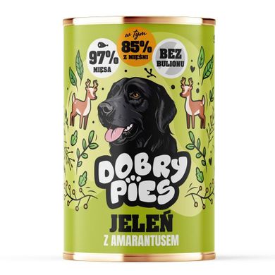 Dobry Pies, jeleń z amarantusem, mokra karma dla psa, 400g