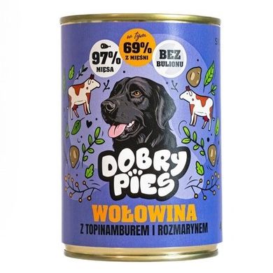 Dobry Pies, wołowina z topinamburem i rozmarynem, mokra karma dla psa, 400g