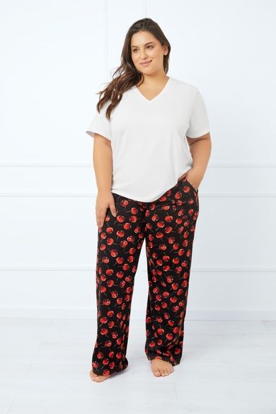 Dół od piżamy damski, plus size, mix, Cherry, Italian Fashion