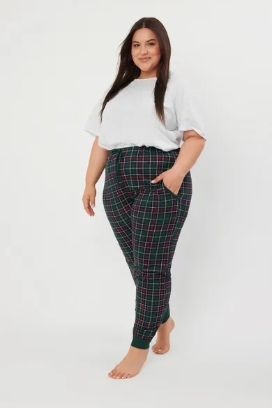 Dół od piżamy damski, plus size, zielony, Foggia, Italian Fashion