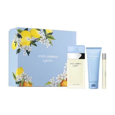 Dolce & Gabbana, Light Blue Woman, zestaw, woda toaletowa, spray, 100 ml + krem do ciała, 75 ml + miniatura wody toaletowej, 10 ml