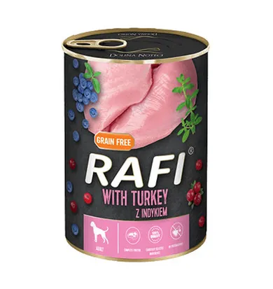 Dolina Noteci, Rafi, karma mokra dla psa, indyk, borówka, żurawina, 800 g