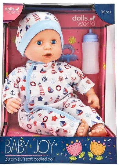 Dolls World, Baby Joy, interaktywna lalka bobas, 38 cm