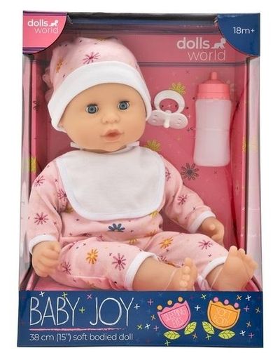 Dolls World, Baby Joy, interaktywna lalka bobas, 38 cm