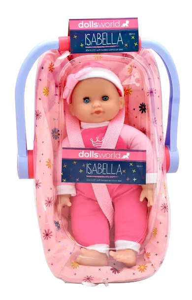 Dolls World, Isabella, lalka bobas w nosidełku, 30 cm