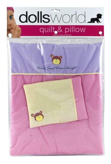 Dolls World, zestaw akcesoriów, kołdra + poduszka ze wzorem Deluxe