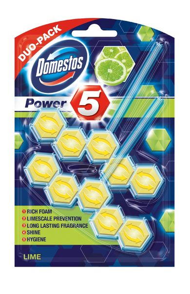 Domestos, Lime, kostka WC Power 5, koszyk 2-55g