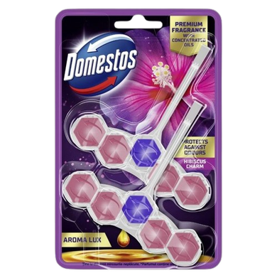 Domestos, Power 5, Aroma Lux, kostka toaletowa, hibiscus oil & wild berries, 2-55 g