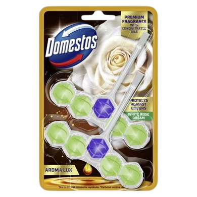 Domestos, Power 5, Aroma Lux, kostka toaletowa, white rose & green tea tree oil, 2-55 g