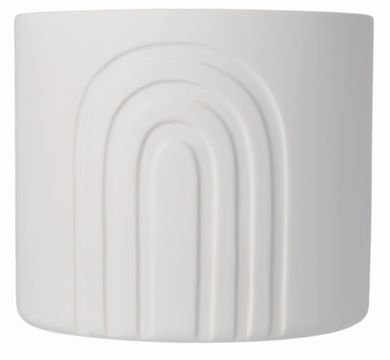 Doniczka ceramiczna, biała matowa, mała, 15-15-13 cm
