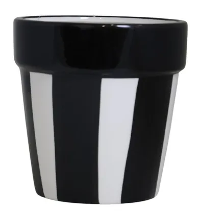 Doniczka ceramiczna, biało-czarna, mała, 13-13-13 cm
