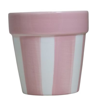 Doniczka ceramiczna, biało-różowa, mała, 13-13-13 cm