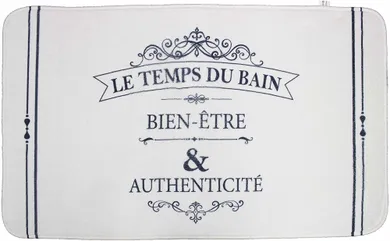 Douceur d'intérieur, dywanik łazienkowy, Vintage, 45-75 cm, biały z napisem