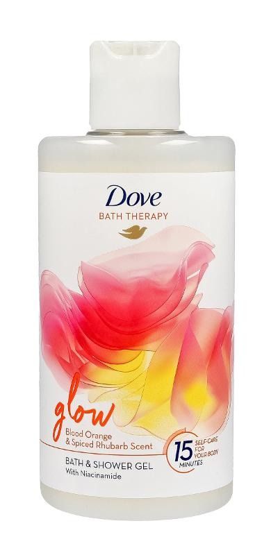 Dove Bath Therapy, Glow, płyn do kąpieli i pod prysznic, Blood Orange & Spiced Rhubarb, 400 ml