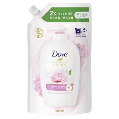 Dove, Hand Wash, nawilżające mydło w płynie, Renewing Care, peony & rose oil, 500 ml, zapas