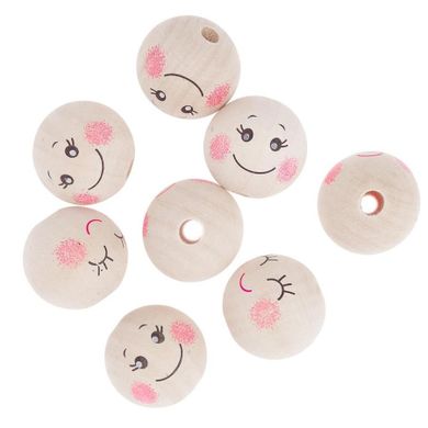 DP Craft, koraliki drewniane, kulki buźki, 3 cm, 8 szt.