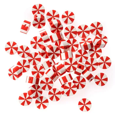 Dp Craft, koraliki polimerowe, cukierki świąteczne, 48 szt.