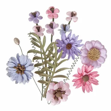 DP Craft, kwiaty papierowe, pink&lavender, 12szt., lila róż