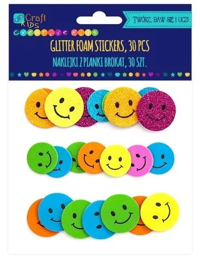 DP Craft, naklejki piankowe brokatowe, uśmiechy