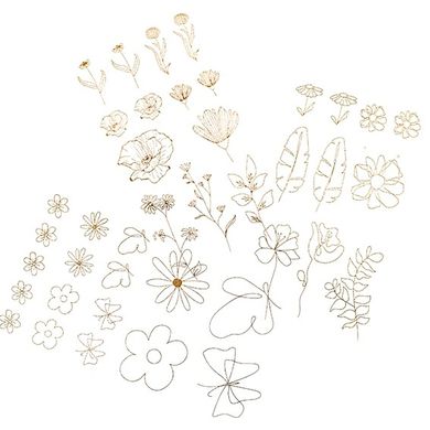 DP Craft, naklejki transparentne, złote, kwiaty