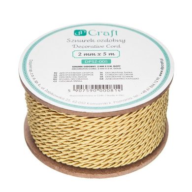 DP Craft, sznurek ozdobny, złoty, 2 mmx5m