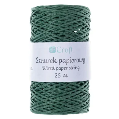 Dp Craft, sznurek papierowy z drucikiem, zielony, 25 m