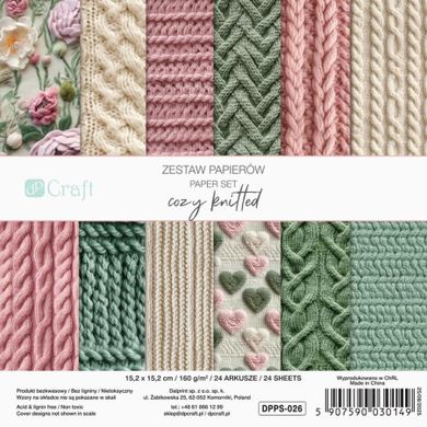 DP Craft, zestaw papierów kolorowych, cozy knitted, 15,2-15,2 cm, 24 arkusze