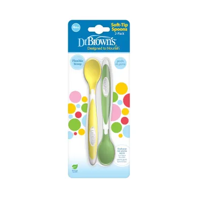Dr Brown's, łyżeczki do karmienia, żółto-zielone, 2 szt.